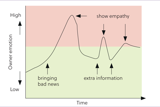 Figure 1. Emotions of the owner on receiving bad news and the approach in communicating these emotions.