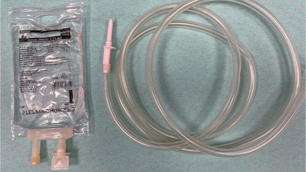 Figure 7. Low-volume lavage catheter and fluids.